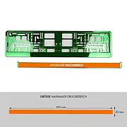 Kennzeichenhalter mit Wunschtext grün chrom - pro Stück