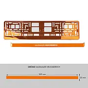 Kennzeichenhalter mit Wunschtext orange chrom - pro Stück