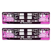 2er Set pink chrom Kennzeichenhalter mit Text