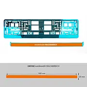 Kennzeichenhalter mit Wunschtext türkis chrom - pro Stück