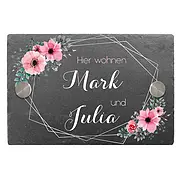 Kleines buntes Türschild aus Schiefer mit Blumen Größe: 15 x 10 cm