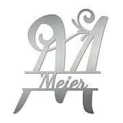 Monogramm M aus Edelstahl mit Familienname