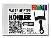 Firmenschild mit QR Code aus Aluminium - Hintergrund weiß