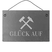 Schieferschild mit Symbol Glück Auf