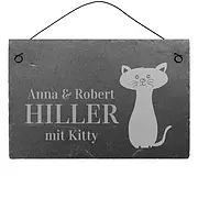 Schieferschild mit Katze