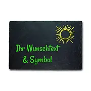 Schieferplatte mit Wunschtext und Symbol