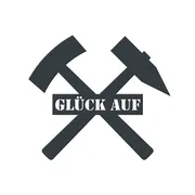 Glück auf Schild mit Hammer und Schlägel.