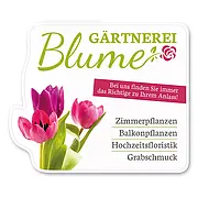 Werbeaufkleber für ein Blumenfachgeschäft