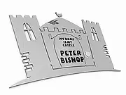 Klingelschild Burg aus Edelstahl - mit Klingelknopf