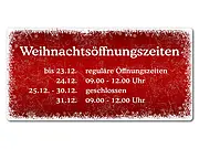 Türschild Weihnachtsöffnungszeiten