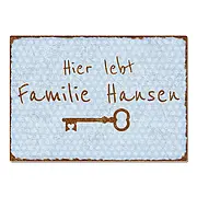 Türschild in Blau