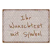 Schild mit Text und Symbol