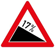 Dreieckiges Verkehrsschild 17% Gefälle