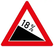 Verkehrszeichen 18% Gefälle