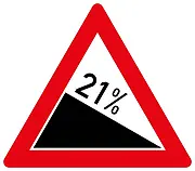 Schild 21% Gefälle
