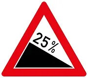 Verkehrszeichen 25% Gefälle