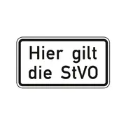 Hinweisschild nach StVO - Hier gilt die StVO