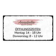 Vintage Schild Öffnungszeiten mit eigenem Firmenlogo