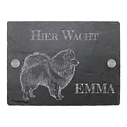 Warnung vor dem Hund - Schieferschild mit Hunderasse und Wunschtext 