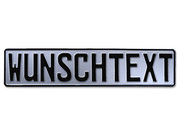 Silbernes Prägeschild Hier im Schildershop können Sie ein individuelles Schild mit Prägung bestellen. Die Größe entspricht der Originalgröße deutscher KfZ- Kennzeichen. Der Hintergrund bei ... Prägung - Deutsches Kfz Wunschkennzeichen metallic silber