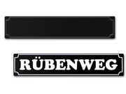Straßenschild aus Metall in der Größe 520 x 114 mm Folienbeschriftung: Der Schriftzug kann bis zu 25 Zeichen umfassen. Gerne können Sie sich auch geeignetes Befestigungsmaterial mit dazu ... Straßenschild schwarz, rot, grün oder blau mit Folienschrift
