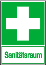 Erste-​Hilfe-​Kombischild »Erste Hilfe - Sanitätsraum« 
