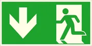 Fluchtweg-​Kombischild »Notausgang links, abwärts « 