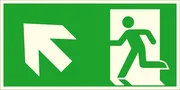 Fluchtweg-​Kombischild »Notausgang links, schräg aufwärts « 