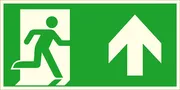 Fluchtweg-​Kombischild »Notausgang rechts, aufwärts bzw. geradeaus « 