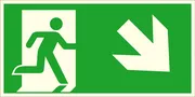 Fluchtweg-​Kombischild »Notausgang rechts, schräg abwärts « 