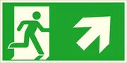 Fluchtweg-​Kombischild »Notausgang rechts, schräg aufwärts « 