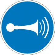 Gebotsschild »Akustisches Signal geben« 