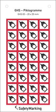 GHS-​Gefahrenpiktogramm »Symbol 03: Flamme über Kreis« 