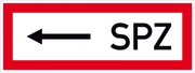 Hinweisschild für die Feuerwehr »<-​--- SPZ« 