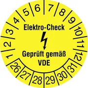 Prüfplakette »Elektro-​Check - Geprüft gemäß VDE« 