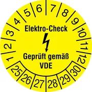 Prüfplakette »Elektro-​Check - Geprüft gemäß VDE« 