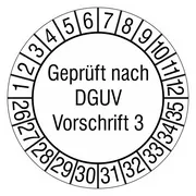 Prüfplakette »Geprüft nach DGUV Vorschrift 3« 
