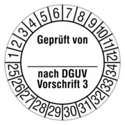 Prüfplakette »Geprüft von_nach DGUV Vorschrift3« 