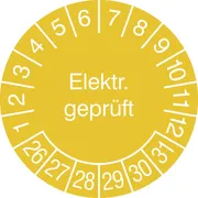 Prüfplakette - mit Jahresfarbe »Elektr. Geprüft « 