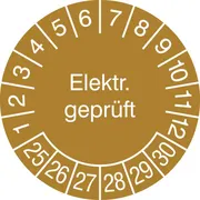 Prüfplakette - mit Jahresfarbe »Elektr. Geprüft« 