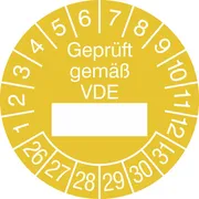 Prüfplakette - mit Jahresfarbe »Geprüft gemäß VDE« 