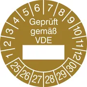 Prüfplakette - mit Jahresfarbe »Geprüft gemäß VDE« 