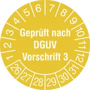 Prüfplakette - mit Jahresfarbe »Geprüft nach DGUV Vorschrift 3« 