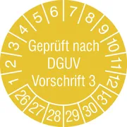 Prüfplakette - mit Jahresfarbe »Geprüft nach DGUV Vorschrift 3« 