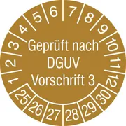 Prüfplakette - mit Jahresfarbe »Geprüft nach DGUV Vorschrift 3 « 