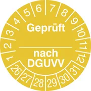 Prüfplakette - mit Jahresfarbe »Geprüft nach ..​.DGUVV« 