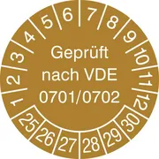Prüfplakette - mit Jahresfarbe »Geprüft nach VDE 0701/​0702« 