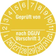 Prüfplakette - mit Jahresfarbe »Geprüft von_nach DGUV Vorschrift 3« 