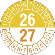 Prüfplakette - mit Jahresfarbe »Jahreszahlen: 26/​27« 