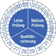 Prüfplakette - mit Jahresfarbe »Qualitätssicherung « 